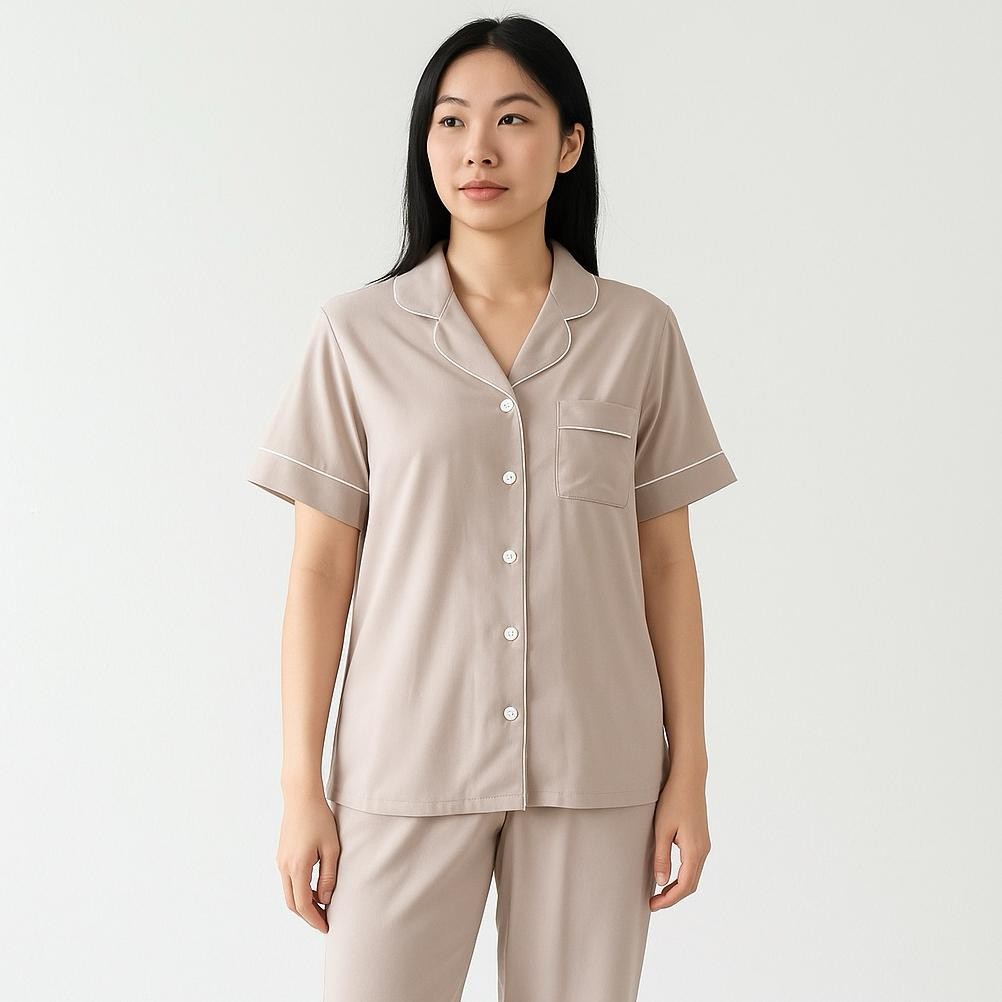 PIYAMA TIDUR WANITA / SUPER FINE RAYON TWILL / CELANA PANJANG LENGAN PENDEK / CP RAYON ELLIE