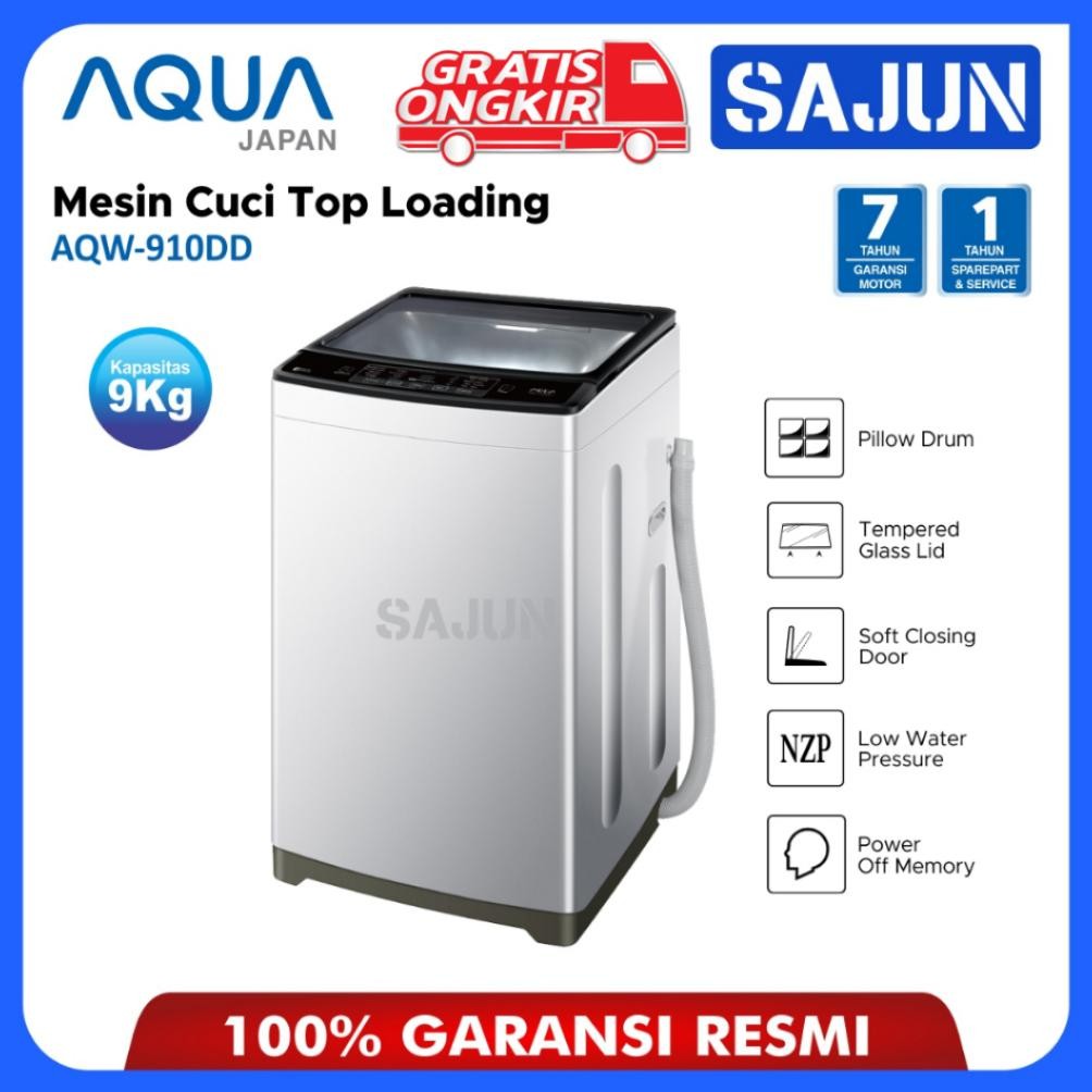 [FREE PACKING KAYU KARGO] AQUA Mesin Cuci Top Loading 9 Kg AQW-910DD / AQW910DD
