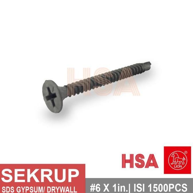 Terlaris Skrup Sds Gypsum / Sds Drywall Screw Lion #6 X 1 | Isi 1500/Ktk
