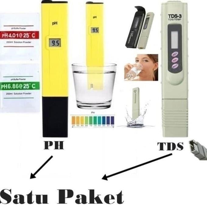 PAKET PH METER + TDS WATER QUALITY METER TESTER AQUARIUM HIDROPONIK ORIGINAL DAN TERPERCAYA