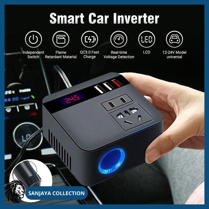 KONVERTER FAST CHARGING USB 3 LISTRIK INVERTER 120W MOBIL   PRODUK TERBAIK