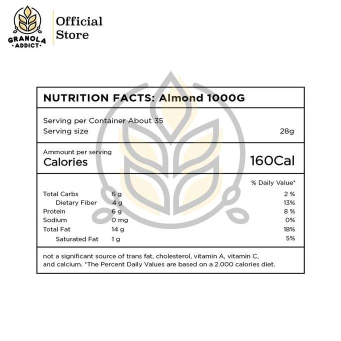 

Promo Roasted Whole Almond / Kacang Almond Panggang 1000G (1Kg)