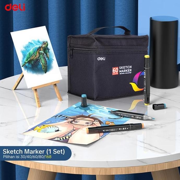 

[Si WIBU] Deli Combo Sketch Marker/Acrylic Marker + Skecth Marker + Penghapus bisa dibentuk + Nusign Pensils + Rautan Alat Kertas Pencils Sketchbook GT