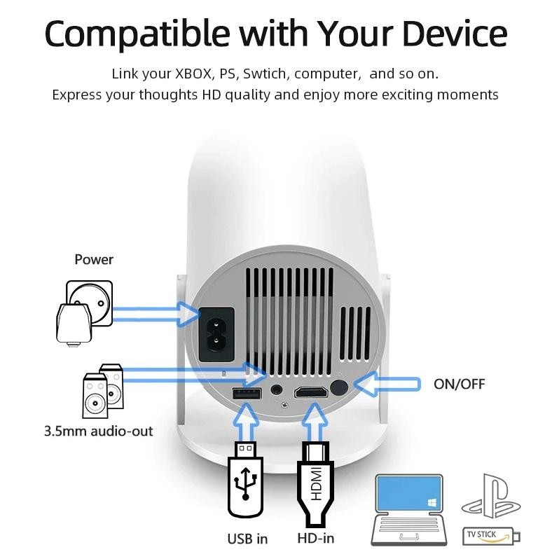 Hy300 Proyektor Android 11.0 Bluetooth Proyektor 2.4+5G Wifi Portabel Minimalis Full Hd Proyektor Tv