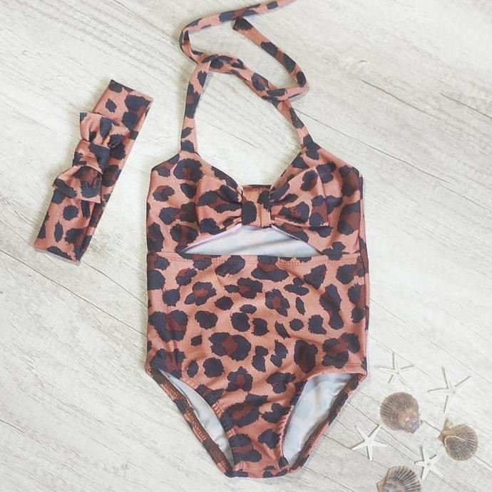 Baju Renang Anak 3Bulan-6Tahun Loreng 1Set Bandana Baju Renang Anak Leopart