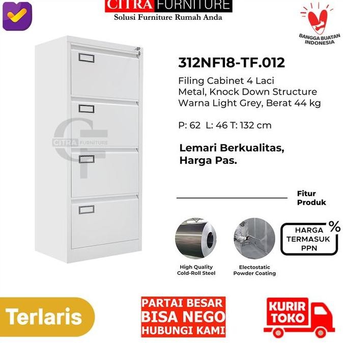 TERBARU - TOPAS Filling Kabinet Besi 4 Susun Laci 18HC-DCS 003