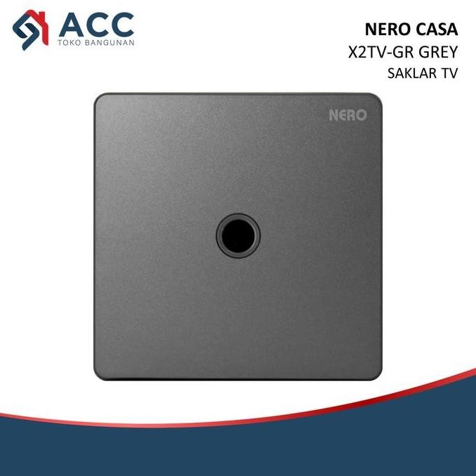Nero Casa X2Tv-Gr Grey Nero 1 Gang Saklar Tv Outlet Allshop