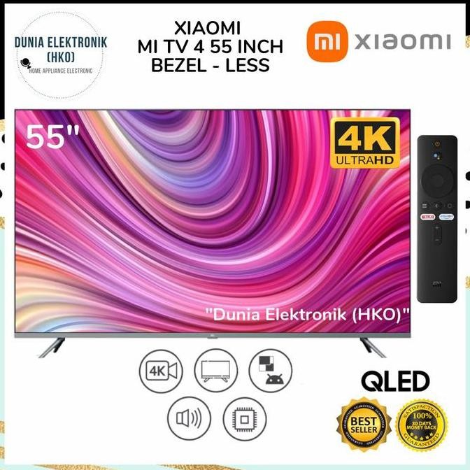 BEBAS ONGKIR - LED TV XIAOMI MI TV 4 55" 55 INCH SMART TV ANDROID BEZEL LESS 4K