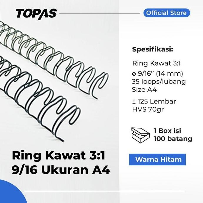 

BEBAS ONGKIR - TOPAS Ring Kawat Spiral Jilid A4 3:1, 35 LOOP -9/16 [BOX]