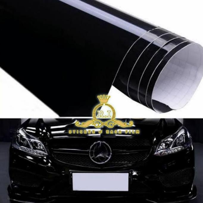 [Lebar 122Cm] Sticker Hitam Glossy Skotlet Mobil Motor Car Wrapping