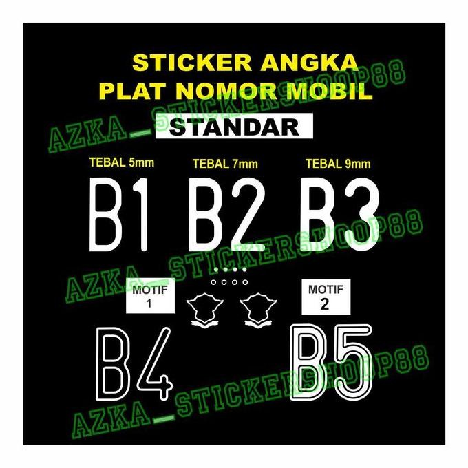 Sticker Angka Plat Mobil