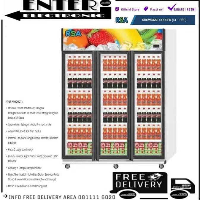 RSA AMETHYST - SHOWCASE 3 PINTU DISPLAY COOLER PENDINGIN 15 RAK 1300L