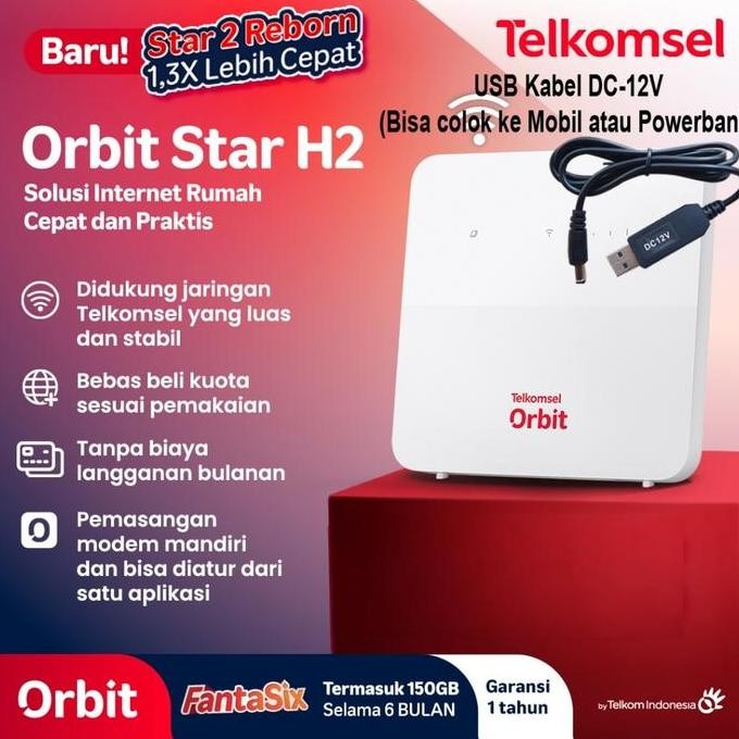 TERMURAH - Telkomsel Orbit Star H2 Modem WiFi 4G Free 150GB Penerus Orbit Star 2