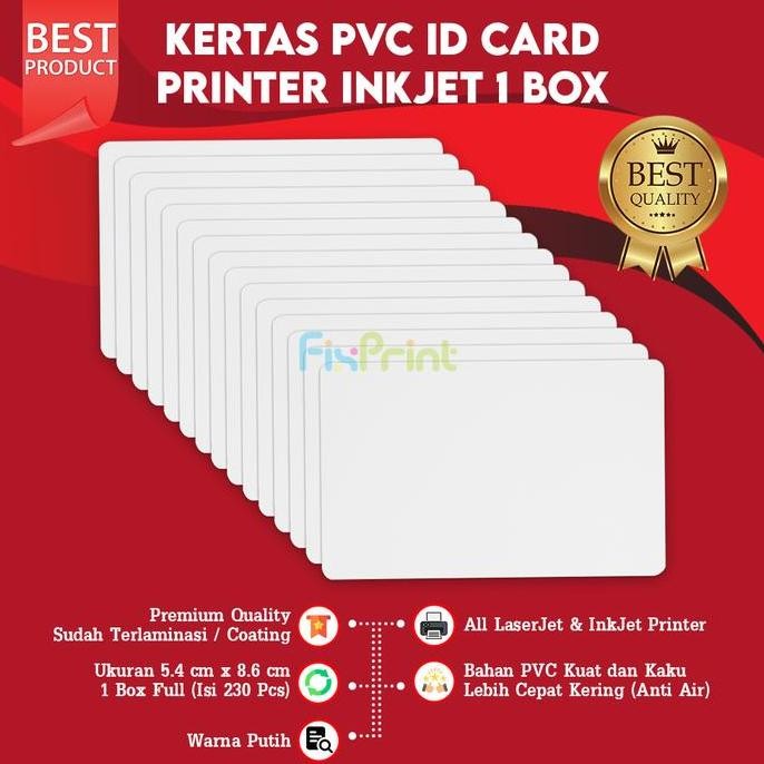 

TERBARU - BUNDLING PVC XANTRI Bahan ID Card Printer Inkjet 1 Box / 230 pcs PVC Paper Instant 5.4 X 8.6 Cm Double Side Isi 230 pcs Support Printer Inkjet dan Laserjet & PVC ID CARD Xantri Polos A4 isi 5 lembar / 50 lembar Bahan Polyvinyl Chloride (PVC)