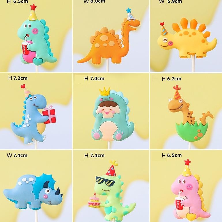 Hemat Kartun Kue Topper Dinosaurus Lucu Tanah Liat Lunak Cake Untuk Anak-Anak Pesta Ulang Tahun Deko
