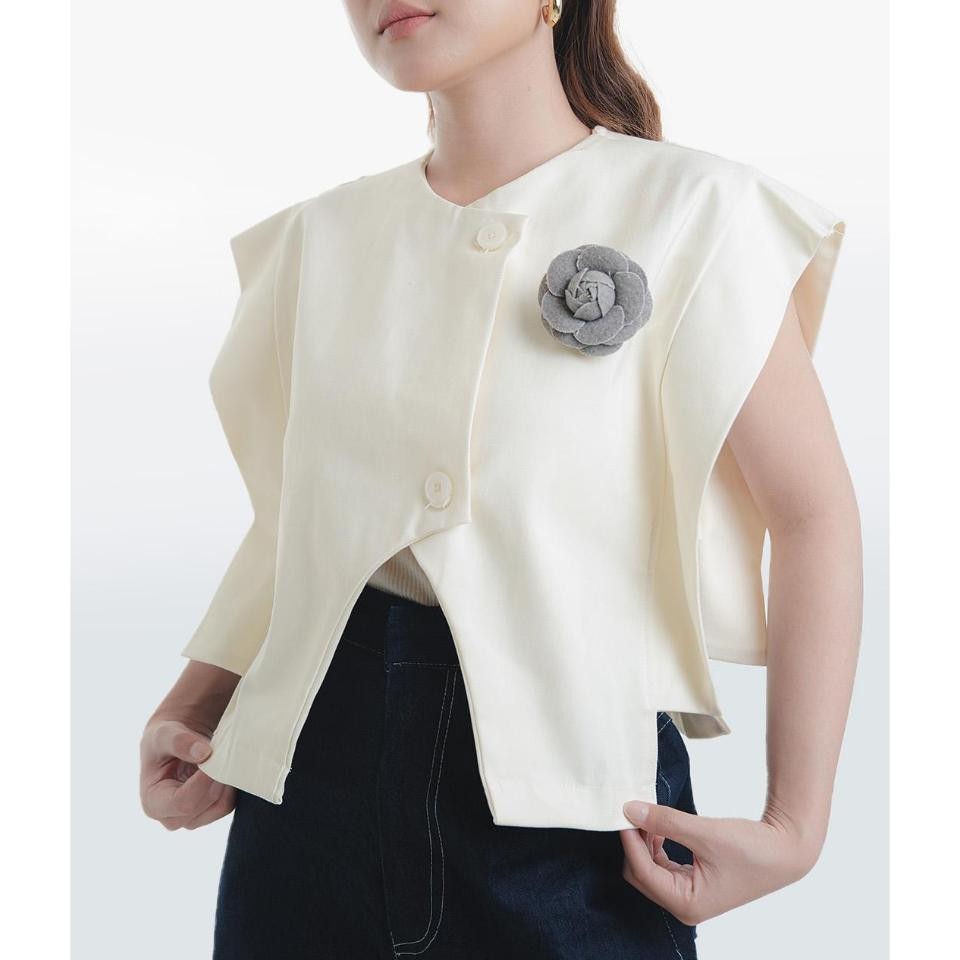 Else Kaia Vest Cream Vest Twill Outer Rompi Wanita Cream