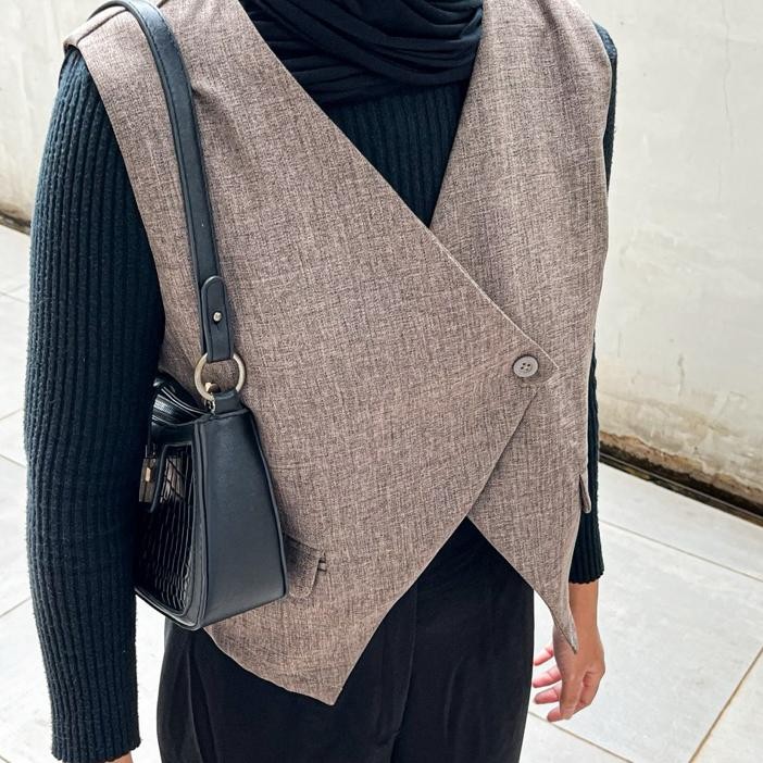 Vest Wanita Zalina Coklat Vest Polos Atasan Wanita Vest Wanita