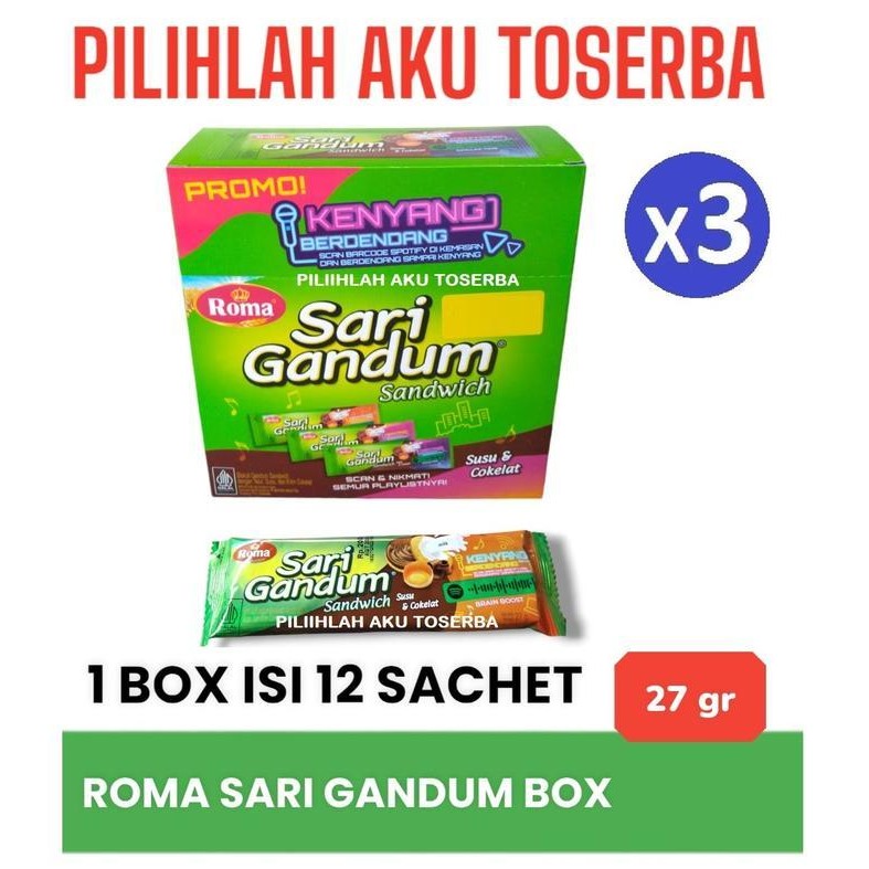 

Roma Sari Gandum Box Sandwich Susu & Cokelat - ( Harga 3 Box ) Termurah Best Quality 100% Original