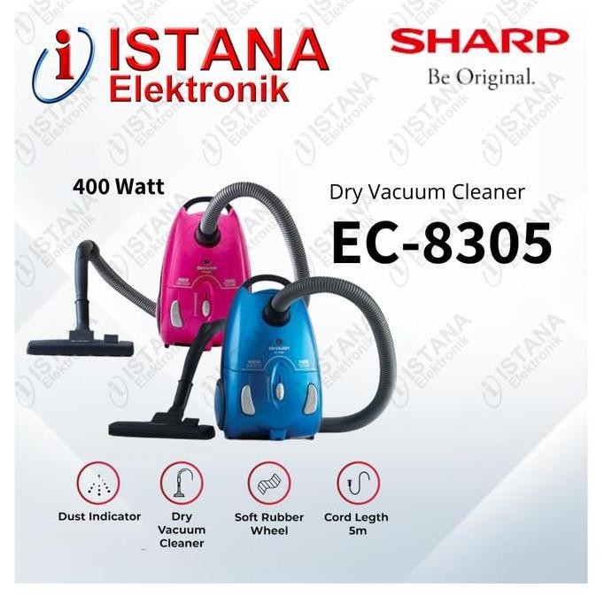 SHARP DRY VACUM CLEANER LOW WATT/HEMAT LISTRIK 400 WATT EC-8305