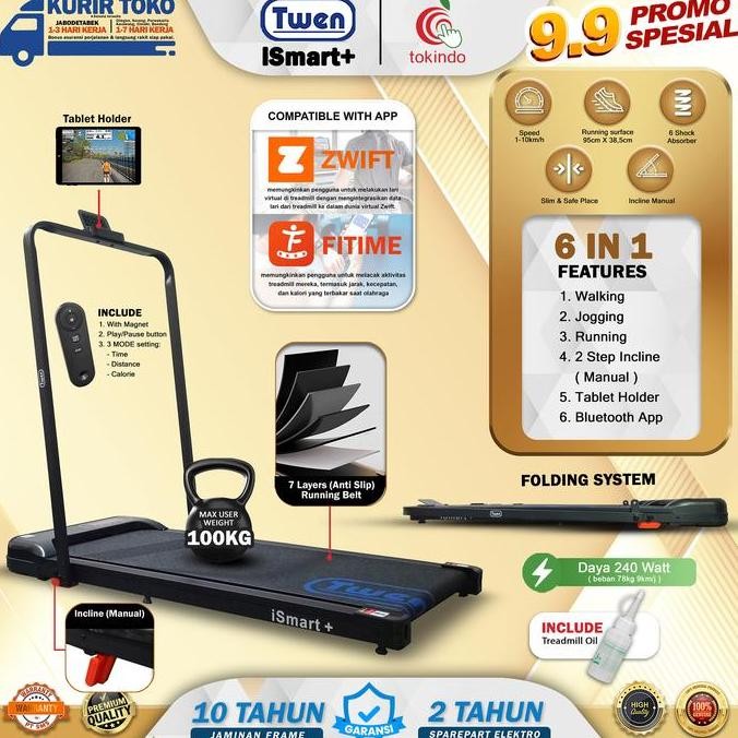 Promo TWEN ISmart ISmart+ Treadmil Listrik Treadmil Portable Treadmil Walking Pad Treadmil Running P