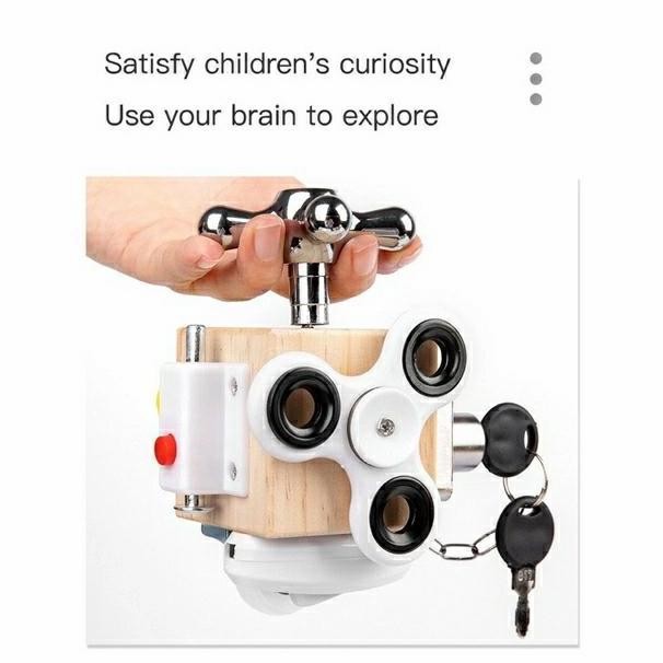 Promo Wooden busy cube, wooden busy activity cube, mainan montessori COD