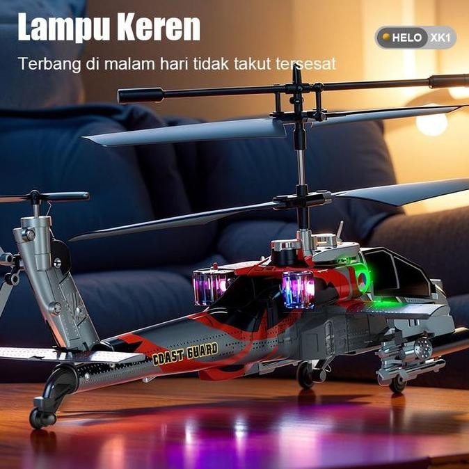 Helikopter Besar Apache Remote Control dengan Giroskop dan Lampu 2.4GHZ 3.5 Channel RC Pesawat Terba