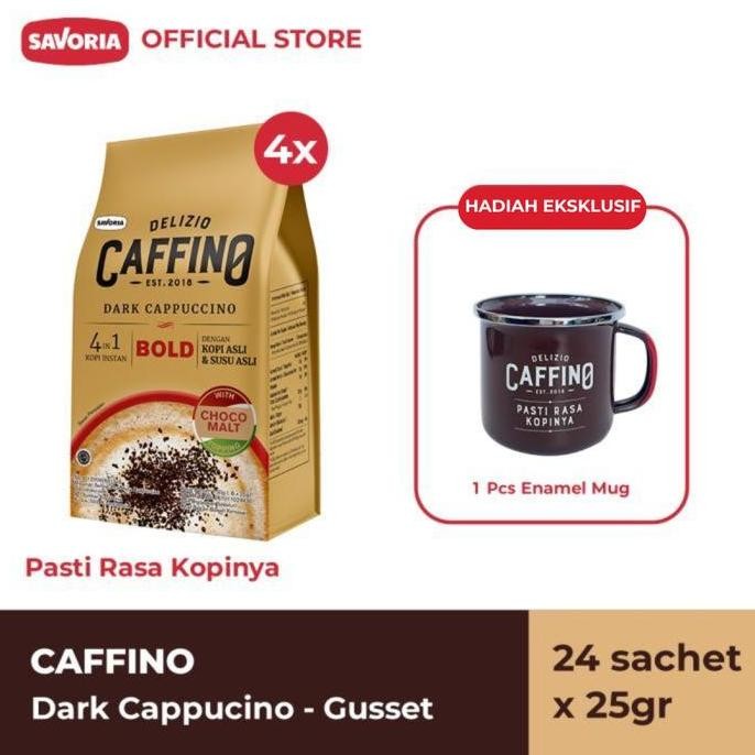 

Caffino Dark Cappucino Gusset 24 Sachet x 25g Gratis Enamel Mug LA