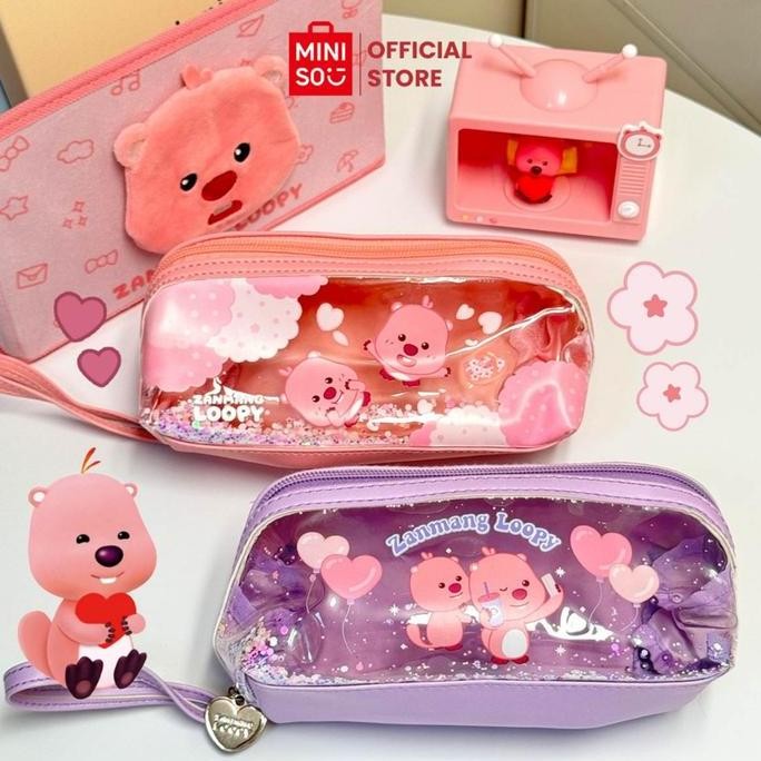 Promo Miniso x ZANMANG Loopy Collection Tas Kosmetik Dengan Pegangan Desain Transparan Cosmetic Bag 