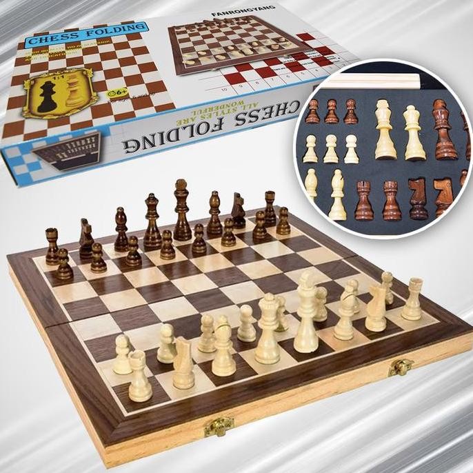 Promo Papan Catur Premium Kayu Wooden Folding Chess Set COD