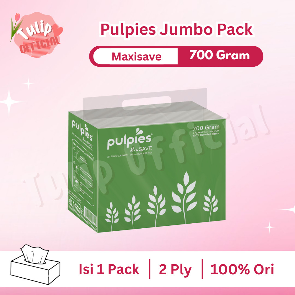 PULPIES Tissue Wajah (Facial Tissue) Jumbo Pack Maxisave | 700 Gram 2 Ply / Tissue