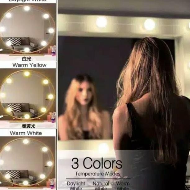 Promo Lampu hias 3 warna Meja Kaca Cermin Rias vanity LED Bolam Makeup COD