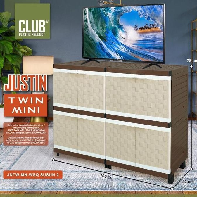Lemari Pakaian / Lemari Plastik Susun / Rak TV Club Minimalis Serbaguna Susun Justin Twin Mini Club 