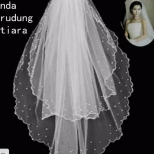 Veil 2 Layer Mutiara Kerudung Pengantin