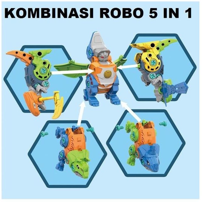 Mainan Robot Dino 5 in 1 - DIY Dinosaurus - Merakit Mainan Robot Dino [terbaik]