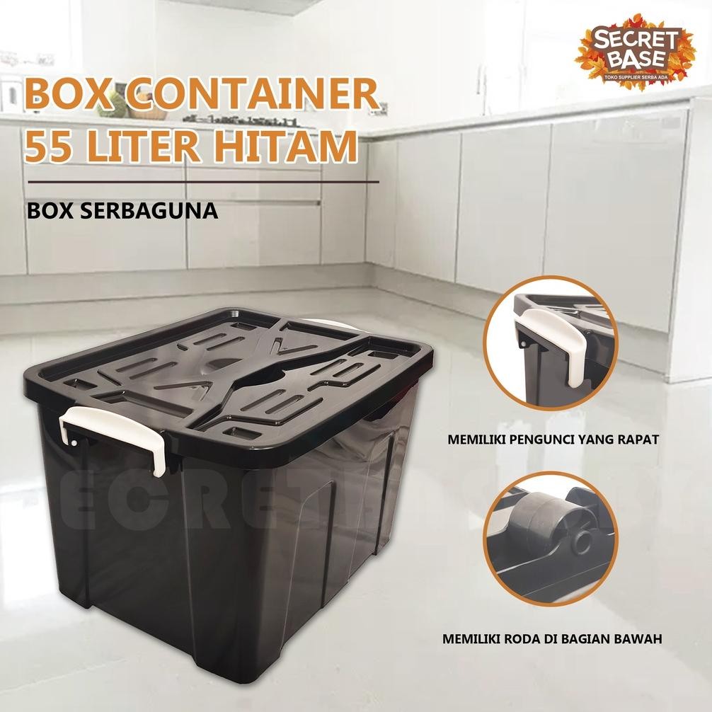 BOX CONTAINER 55 LITER + RODA - Kontainer Box Plastik / Container Box Besar
