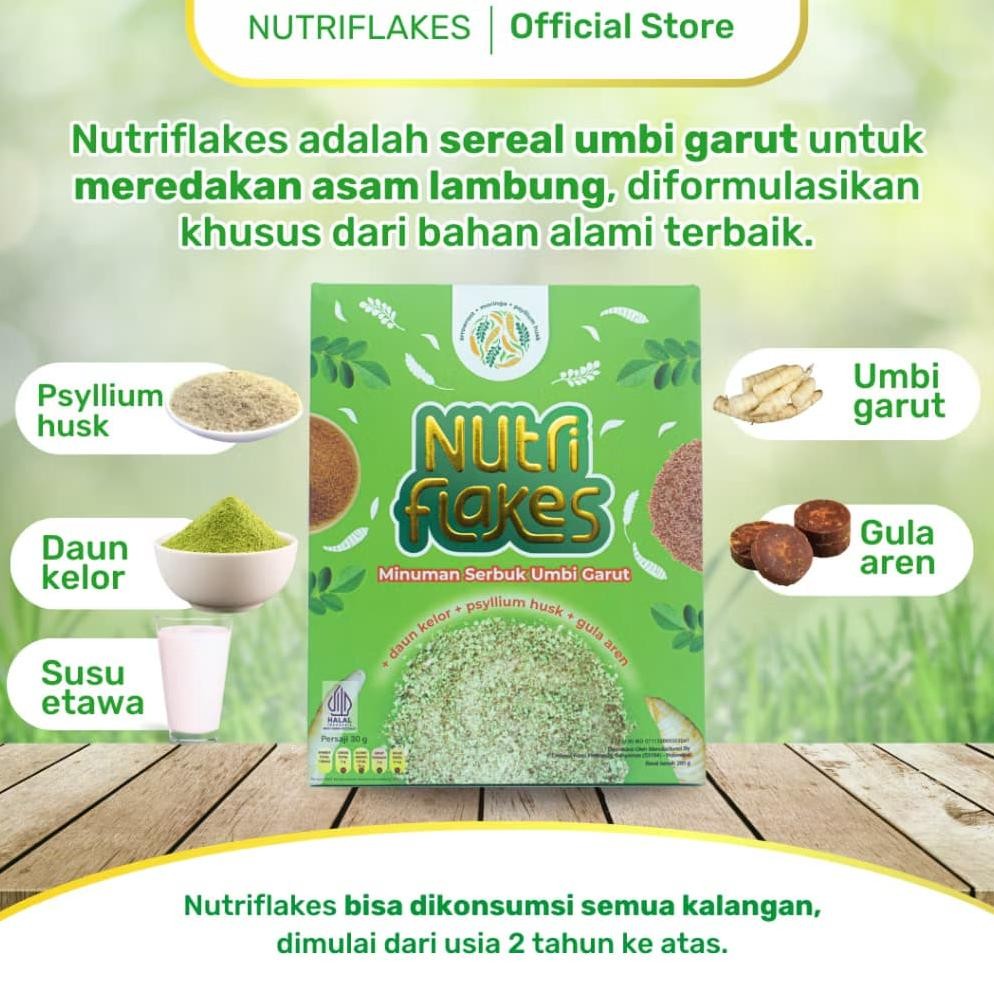 

ZAI-2530 wd-54 Nutriflakes Sereal Umbi Garut Membantu Meredakan Asam Lambung Paket 1 Box Original Terlaris