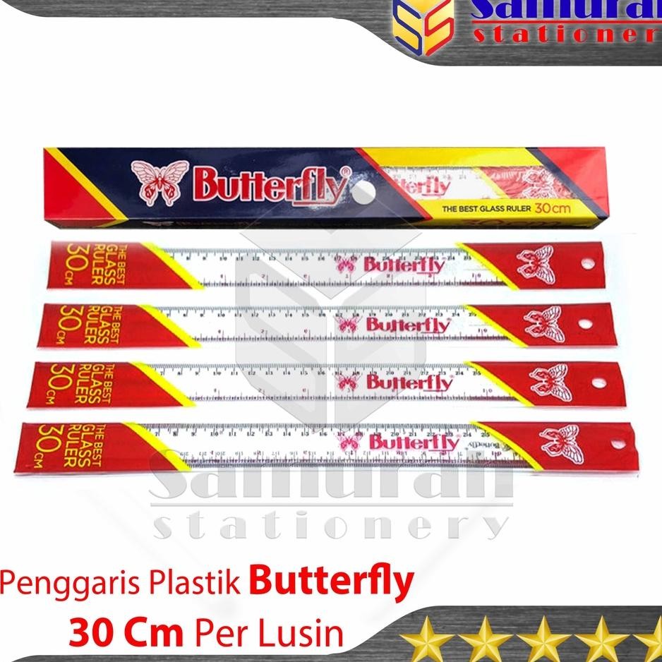 

Penggaris Plastik Buterfly 30 Cm Per Lusin Mika Glass Ruller Butterfly Alat Ukur Panjang 30 Centimeter 1 Pak