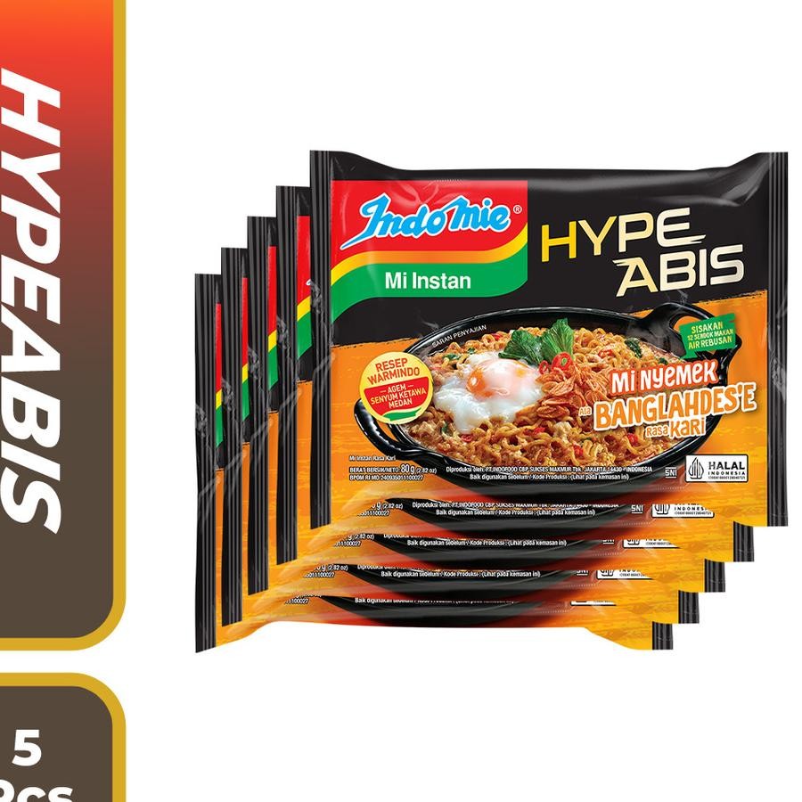 

5 Pcs Indomie Hypeabis Mie Nyemek Banglahdese Rasa Kari 80Gr