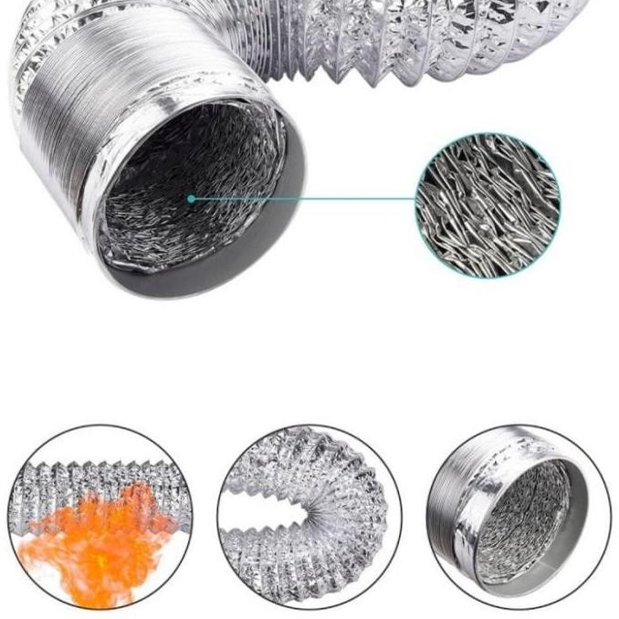 FLEXIBLE DUCTING 4 INCH (5 MTR) + KLEM 2 PCS/ PAKET FLEXIBLE+ KLEM 2 P