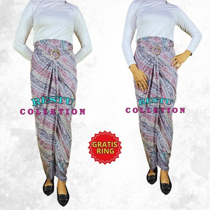 Rok Lilit Motif Batik Megamendung Silver Bawahan Wanita Kebaya Wisuda Kondangan Tunangan Nikahan Bah