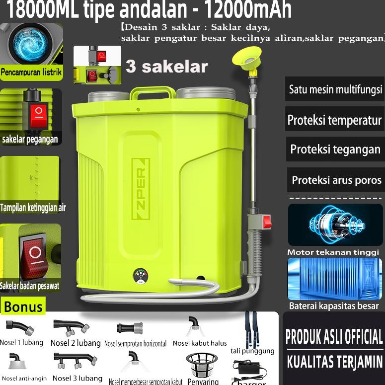 ZPER12Ah Alat Semprot Tangki Sprayer Manual 18 Liter Alat Semprotan Hama Padi and Sprayer Elektrik