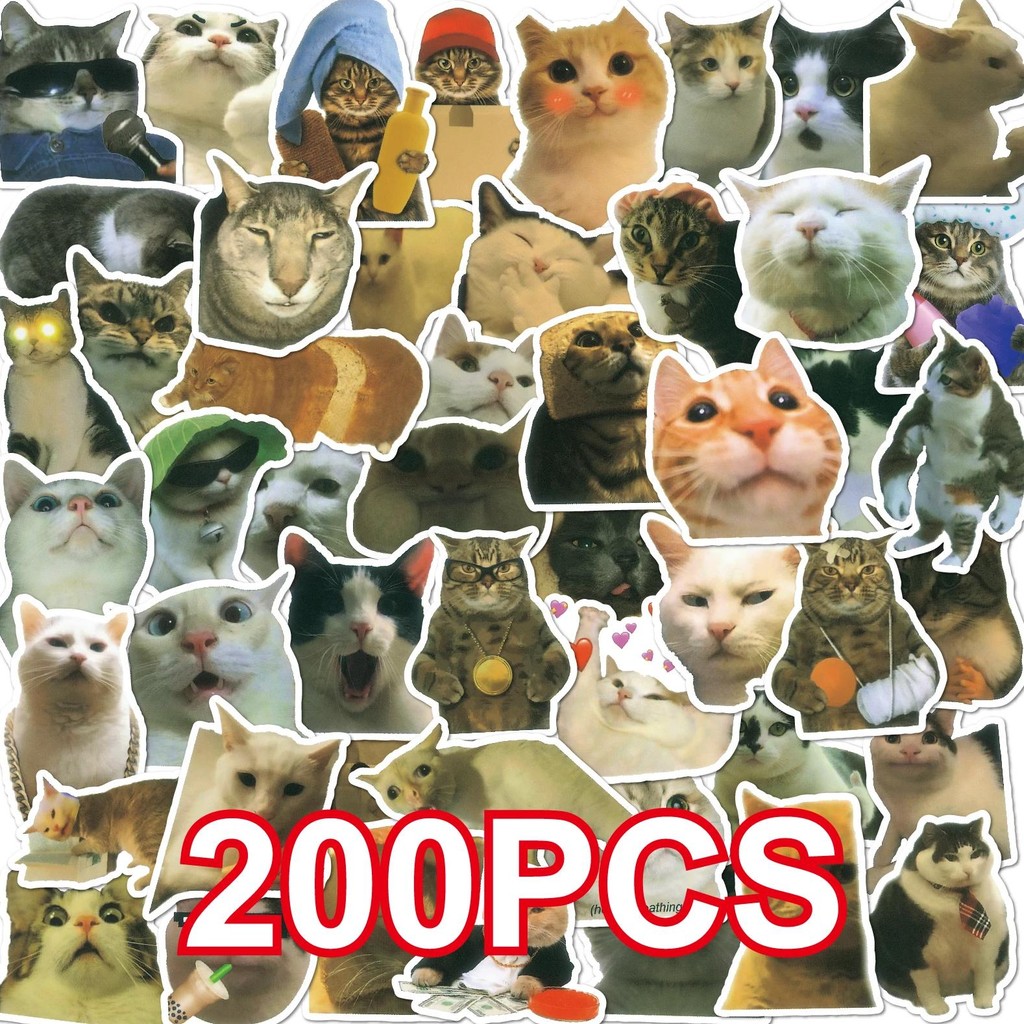 

200Pcs Cute Cat Stickers Vinyl Funny Cats Decals For Water Bottle Laptop Skateboard Scrapbook Luggage Kids Toys