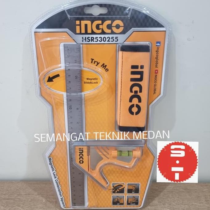 

Penggaris Siku Tukang Magnet Combination L Square Waterpass 12" Ingco