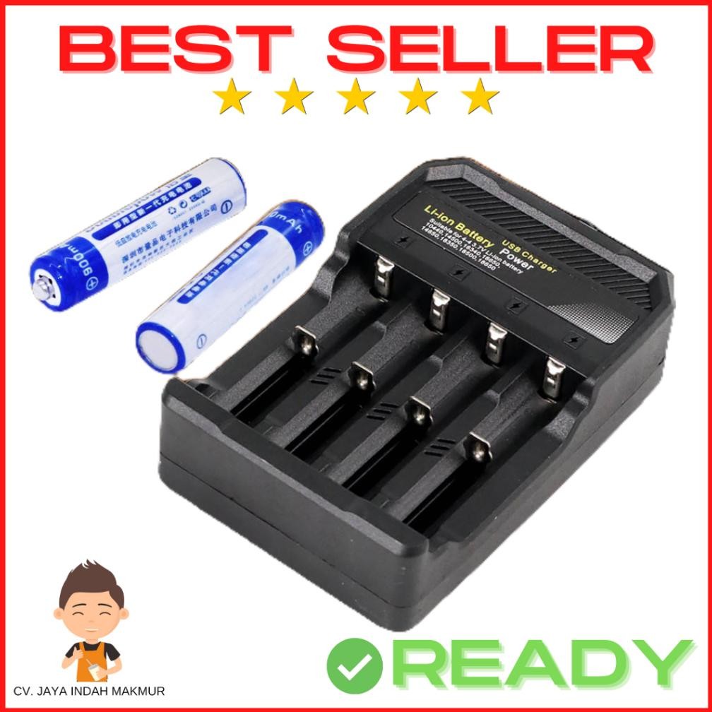 Original Charger Baterai Usb Lithium 18650 4 Slot Colokan Vape 2A 4.2V Fast Charging Taffware Batter