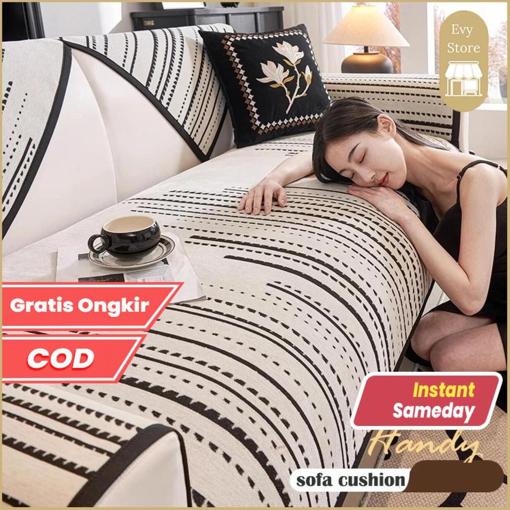 Evy Store Sarung Sofa Cover Ruang Tamu Chennile Alas Sofa Sudut 1 2 3 4 L Seater Dekorasi Ruang Tamu