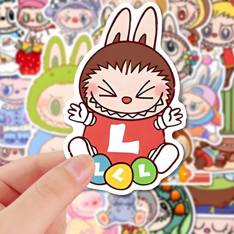 

2025 New 80Pcs Labubu Monster Cartoon Waterproof Stickers Pack Cute Water Bottle Laptop Skateboard Scrapbook Anime Accessories