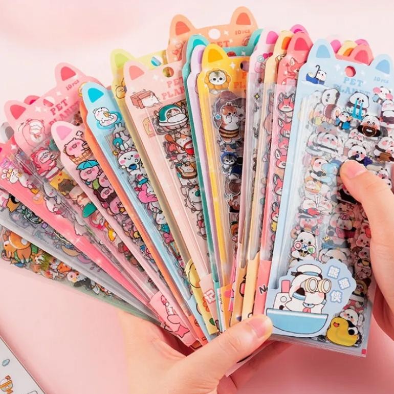 

10Pcs Kawaii Scrapbooking Stickers Bicycle Decals Gift Frog Kids Cartoon Stationery Pet Diary Stickers Notebook Cute Girls