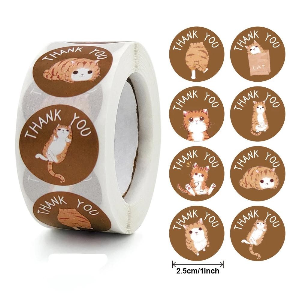 

100-500Pcs Cute Animal Thank You Stickers For Your Order Small Business Packaging,Birthday,Party Favors Merry Christmas,Wedding