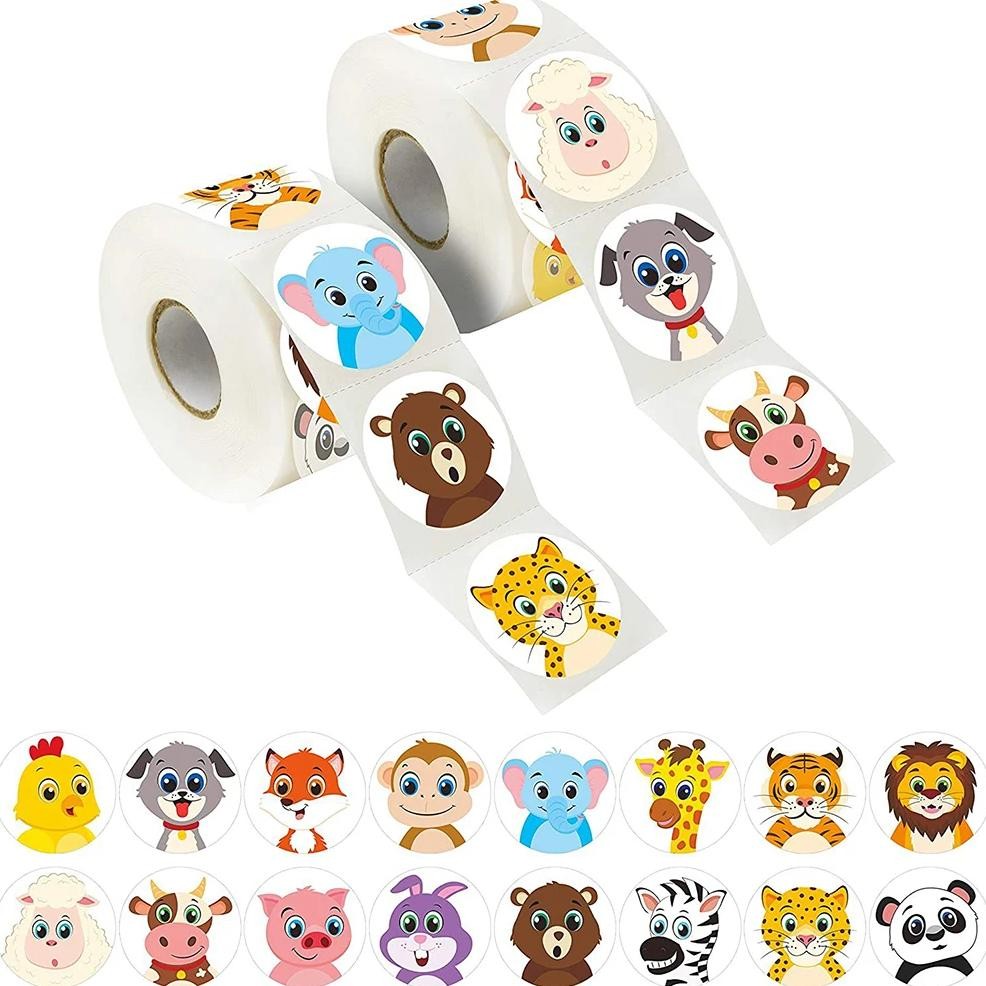 

50-500Pcs Cartoon Animal Sticker Children Label Thank You Stickers Cute Toy Game Tag Diy Gift Sealing Label Decoration Supplies