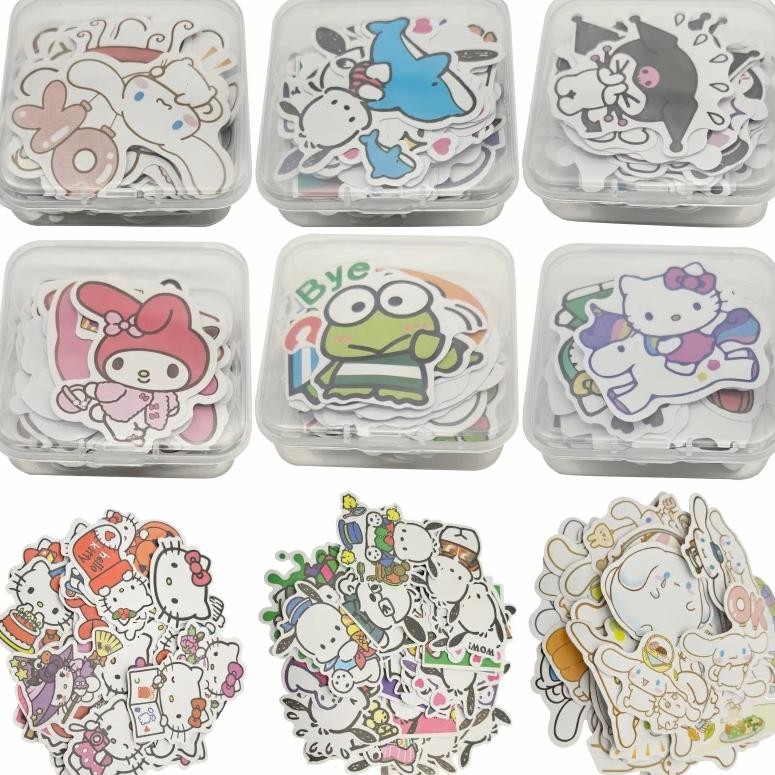 

50Pcs Kids Hello Kitty Keroppi Melody Storage Box Stickers Cute Cartoon Anime Notebook Suitcase Water Cup Graffiti Decor Sticker